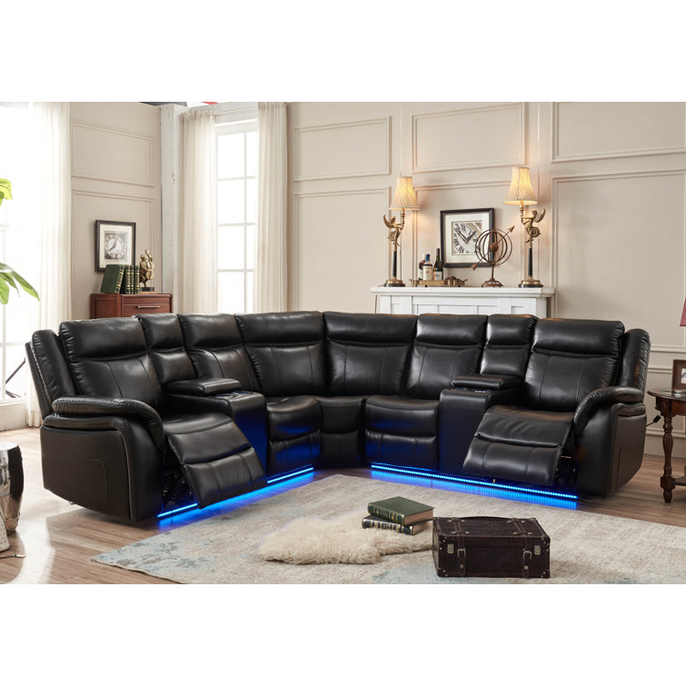 Latitude Run Anouck Power Reclining Sectional with LED Floor